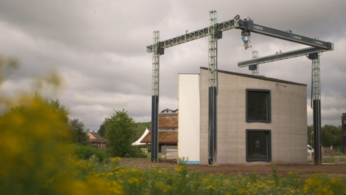 House constructed with COBODs concrete 3D printer.