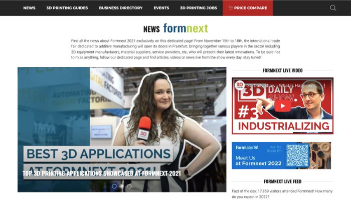 Formnext landing page