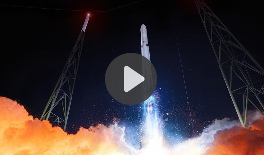Relativity Space's Teran R Rocket launches from launchpad